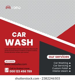  Car wash social media post, car washing and web banner