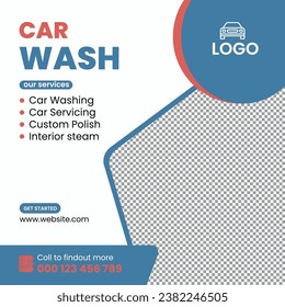  Car wash social media post, car washing and web banner