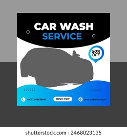 Car Wash Social Media Post Vector Template