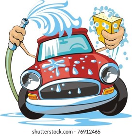 car wash with sponge and hose