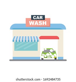 Car wash station building. Vector illustration.