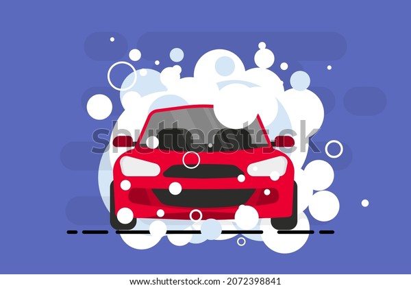 Car wash station. Carwash service icon.Cleaning the\
engine and car body. Transport is clean on all sides. Comprehensive\
washing and cleaning of the car in the car wash. Washing with foam\
and water