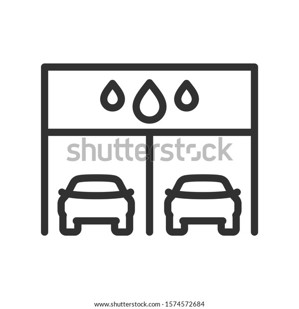 car\
wash, wash station, linear icon. Editable\
stroke