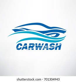 car wash stylized vector symbol, design elements for logo template