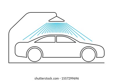 Car wash thin line icon on white background. Vector illustration
