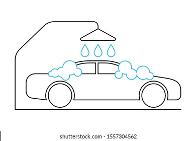 Car wash thin line icon on white background. Vector illustration