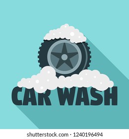 Car wash tire logo. Flat illustration of car wash tire vector logo for web design