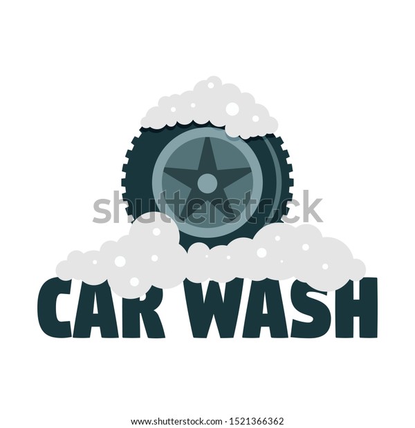 Car wash tire logo. Flat illustration of car\
wash tire vector logo for web\
design