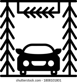 Car Wash Tunnel System Vector Glyph Icon Design, Automotive DeodorizingVehicle Sanitizition Blasters Concept, Automatic car wash machine System, Carwash & Detail Center equipment on white background, 