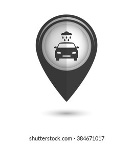 Car wash - vector icon;  black map pointer