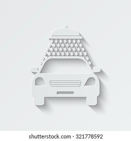 car wash vector icon - paper illustration