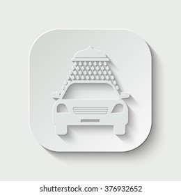 car wash vector icon - paper illustration