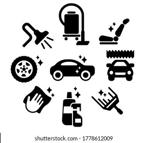 Car Wash Vector Icon Set