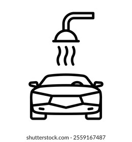 Car wash vector icon with shower and steam. Editable stroke