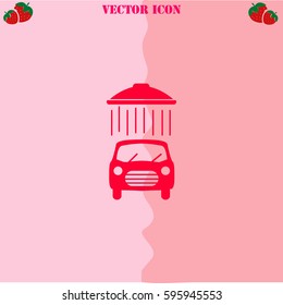 Car wash. vector  icon. Strawberry Background.
