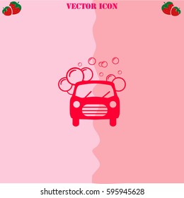 Car wash vector  icon. Strawberry Background.