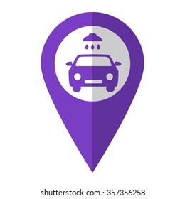 Car wash - vector icon;   violet map pointer