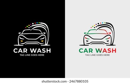 Car wash vector icon, water drop car sample Symbol, logo design illustration concept idea