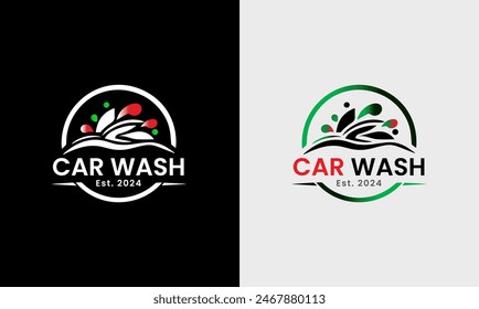 Icono de Vector de lavado de coche, muestra de coche de gota de agua Símbolo, idea de concepto de ilustración de diseño de logotipo