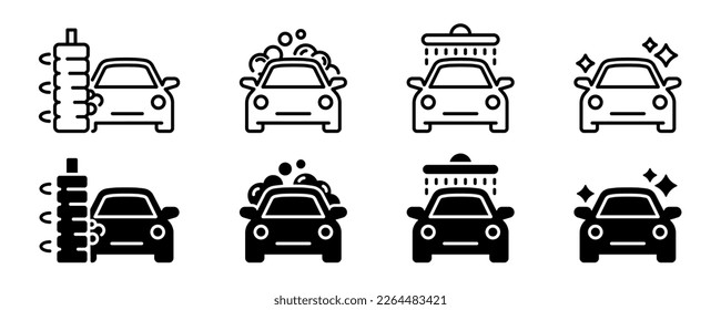 Car wash vector icons set. Car wash icons. Car cleaning service. Car wash. EPS 10