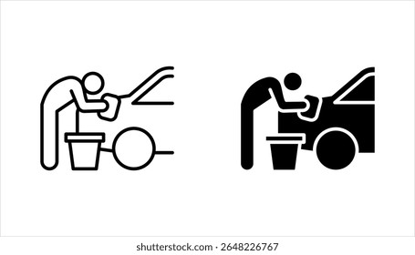 Conjunto de iconos vectoriales de lavado de coches. Servicio de limpieza del coche, Ilustración vectorial sobre fondo blanco