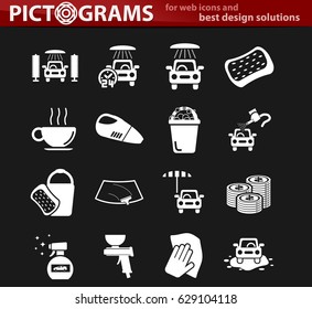 car wash vector icons for user interface design