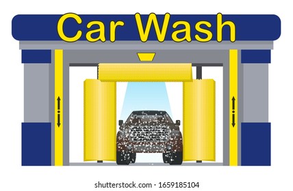 Car wash.  Vector illustration isolated on a white background.