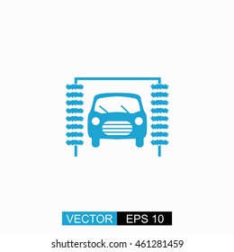 Car wash. vector. Isolated blue icon on white background.