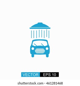 Car wash. vector. Isolated blue icon on white background.