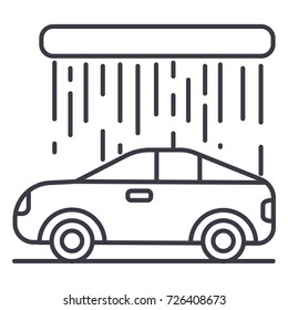 car wash vector line icon, sign, illustration on background, editable strokes