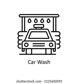 Car Wash Vector Outline Icon For Web Isolated On White Background EPS 10 File