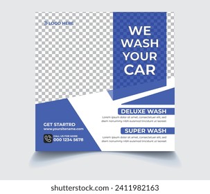 Car Wash vector post banner template