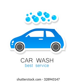 Lavado de coches - signo vectorial. Diseño de plantilla para logotipos, iconos, pegatinas y lavado de carros.
