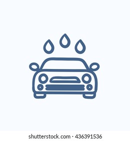 Icono de esbozo del vector de lavado de coches aislado en el fondo. Icono de lavado de coches dibujado a mano. Icono de boceto de lavado de coches para infografía, sitio web o aplicación.