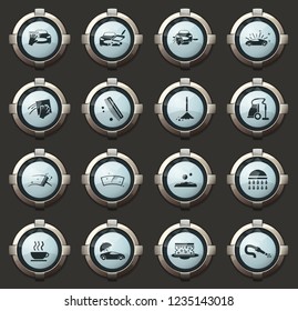 Car wash vector stylish round buttons for mobile applications and web