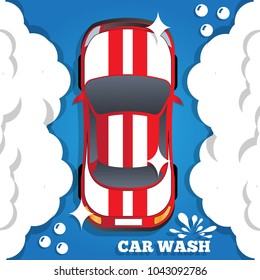 Car wash.  View from above. Vector illustration.