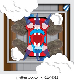Car wash. View from above. Vector illustration.