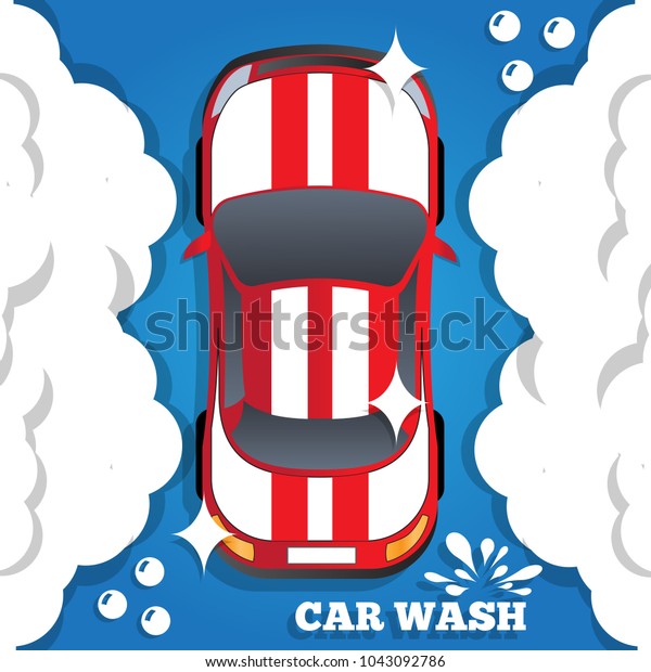 Car wash. \
View from above. Vector\
illustration.