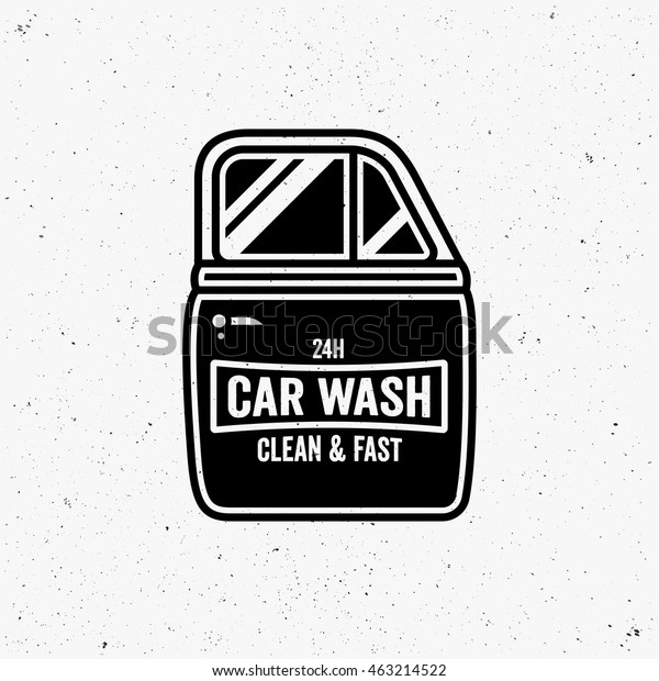 Car\
wash vintage logo design. Retro style sign. Car\
door.