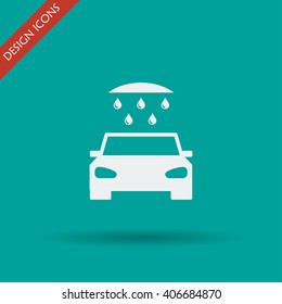 car wash, web icon. Flat vector design