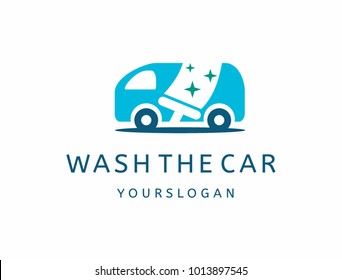Car wash web illustration. Vector background with car. Icon or logo for business