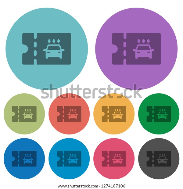 car washer discount coupon darker flat icons\
on color round background