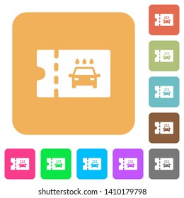 car washer discount coupon flat icons on rounded square vivid color backgrounds.