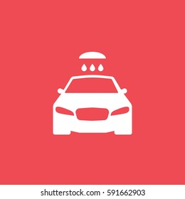 Car Washer Flat Icon On Red Background