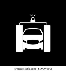 Car In Washer Flat Icon On Black Background
