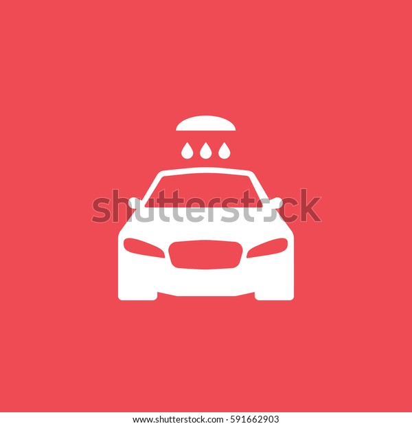 Car Washer Flat Icon\
On Red Background