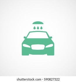 Car Washer Green Flat Icon On White Background