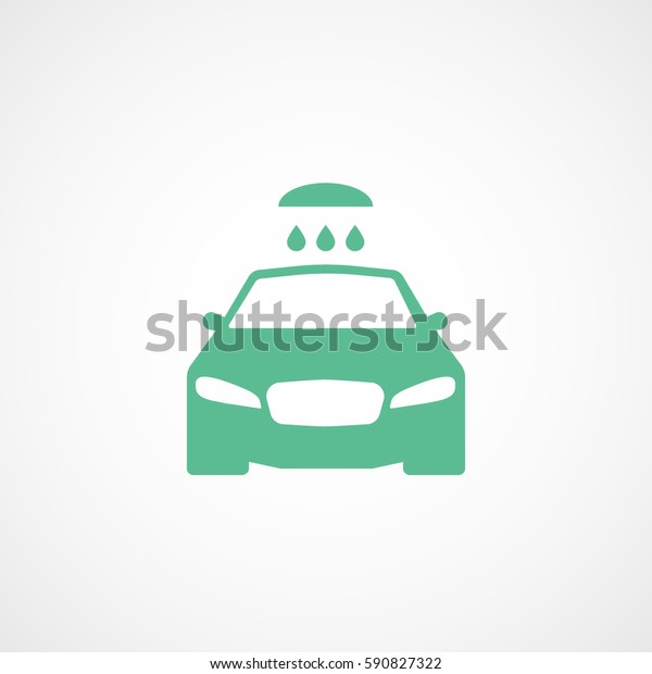 Car Washer\
Green Flat Icon On White\
Background