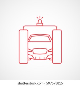 Car In Washer Red Line Icon On White Background 