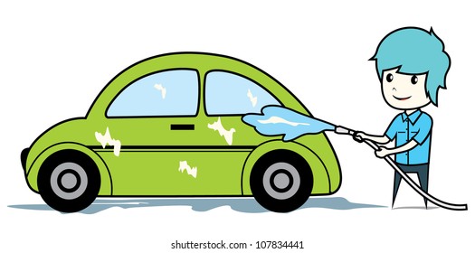 person washing car clipart